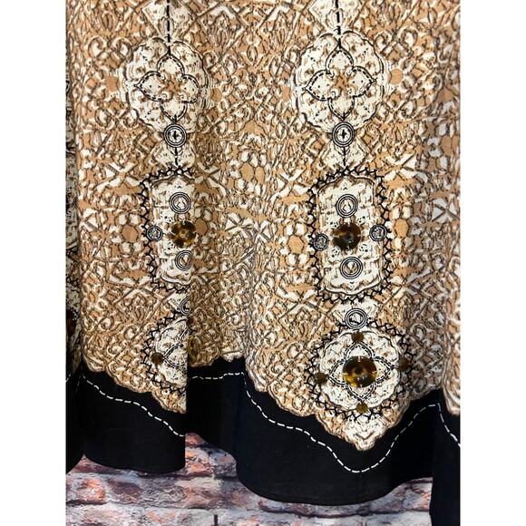 T Tahari skirt linen brown buttons a-line women's size 4 - Picture 6 of 6